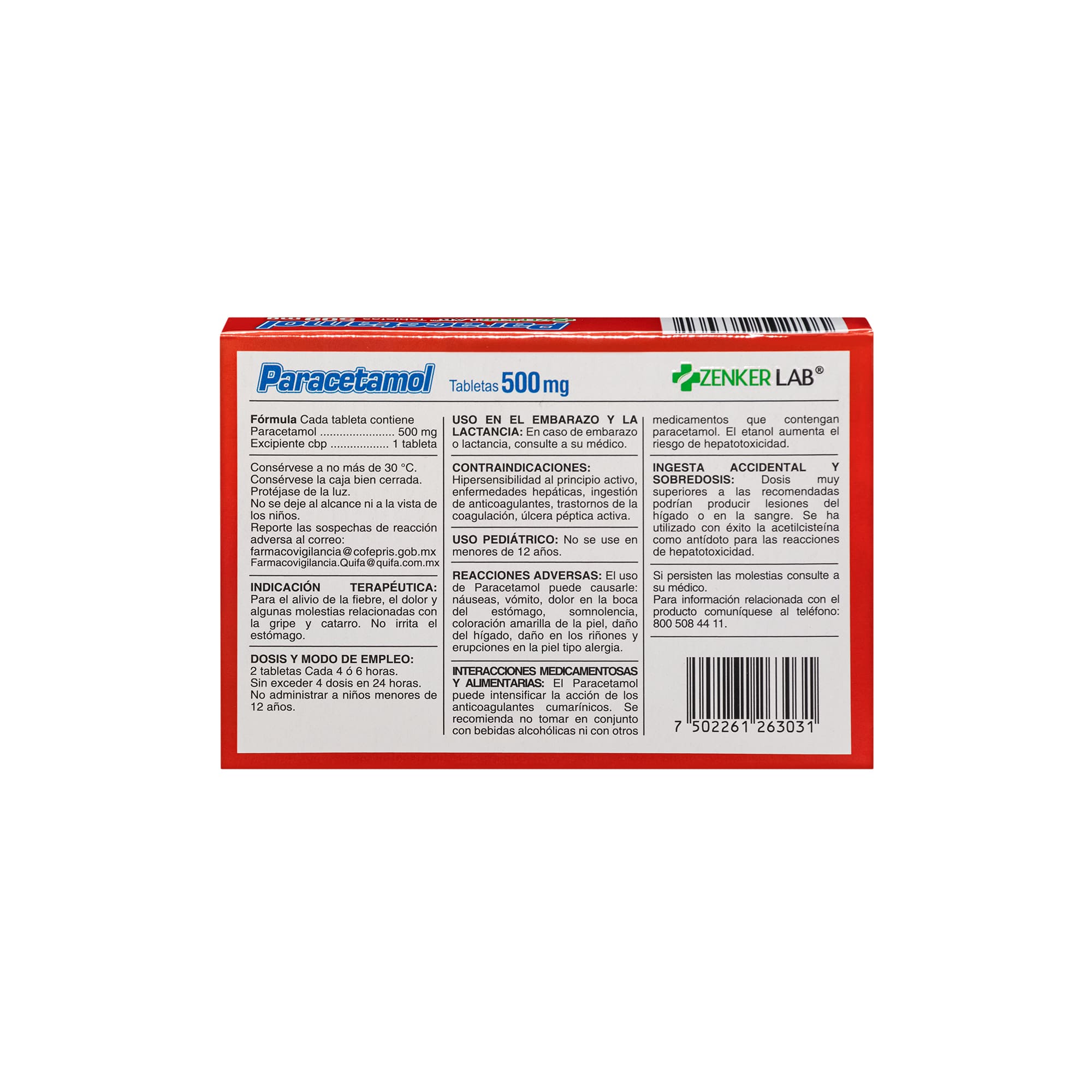 Analgésico Paracetamol 500 mg Zenker Lab - Image 4