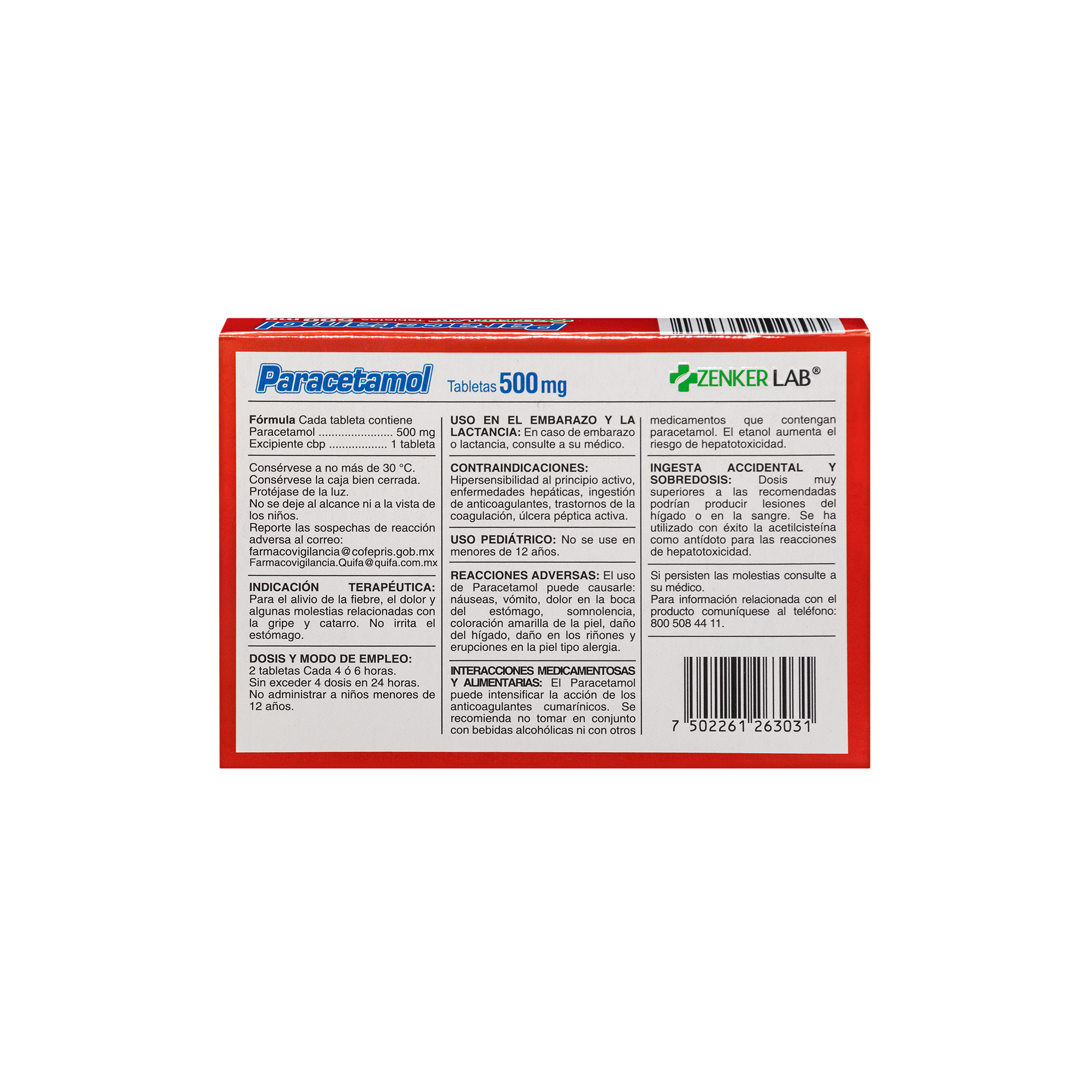 Analgésico Paracetamol 500 mg Zenker Lab - Image 4