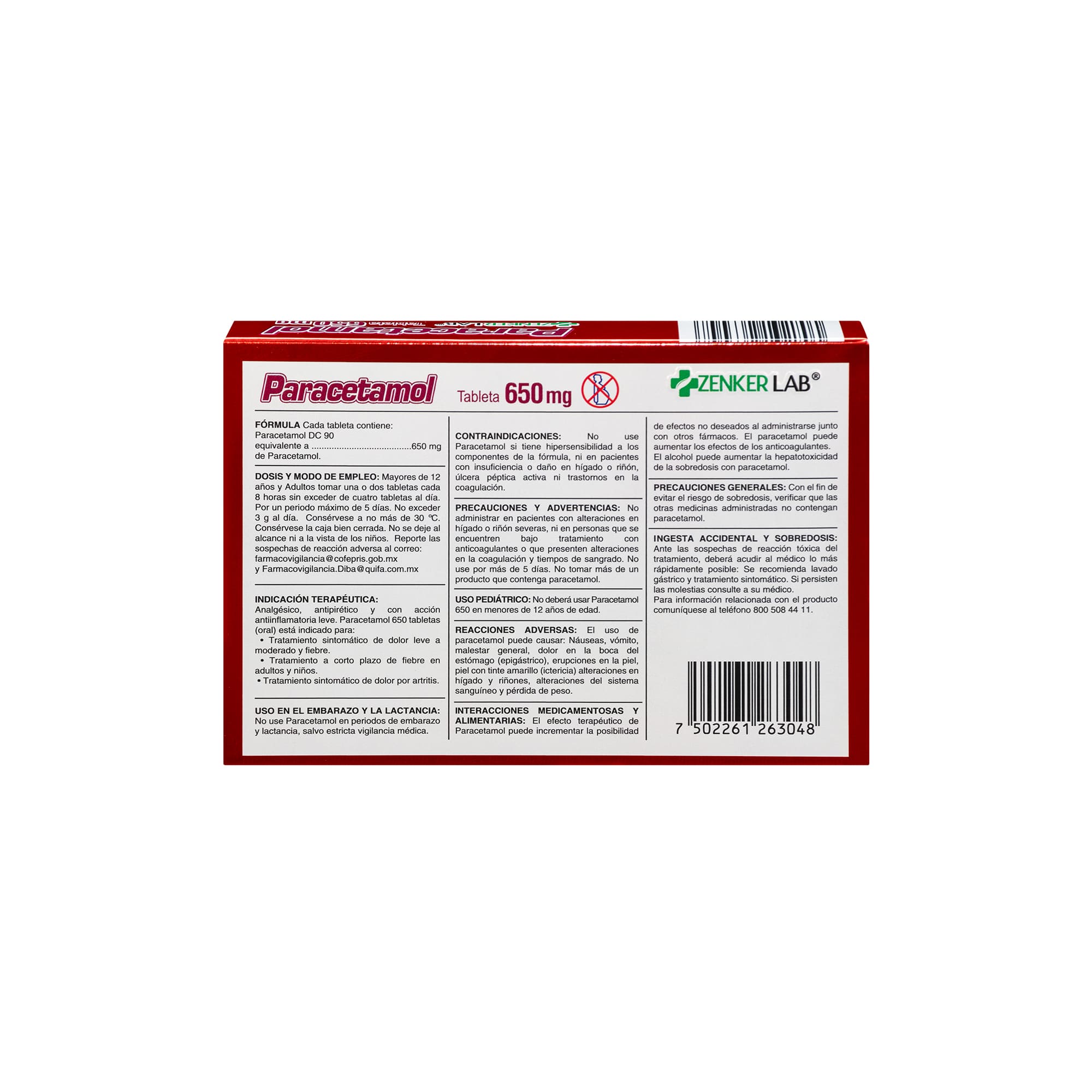 Analgésico Paracetamol 650 mg Zenker Lab - Image 4