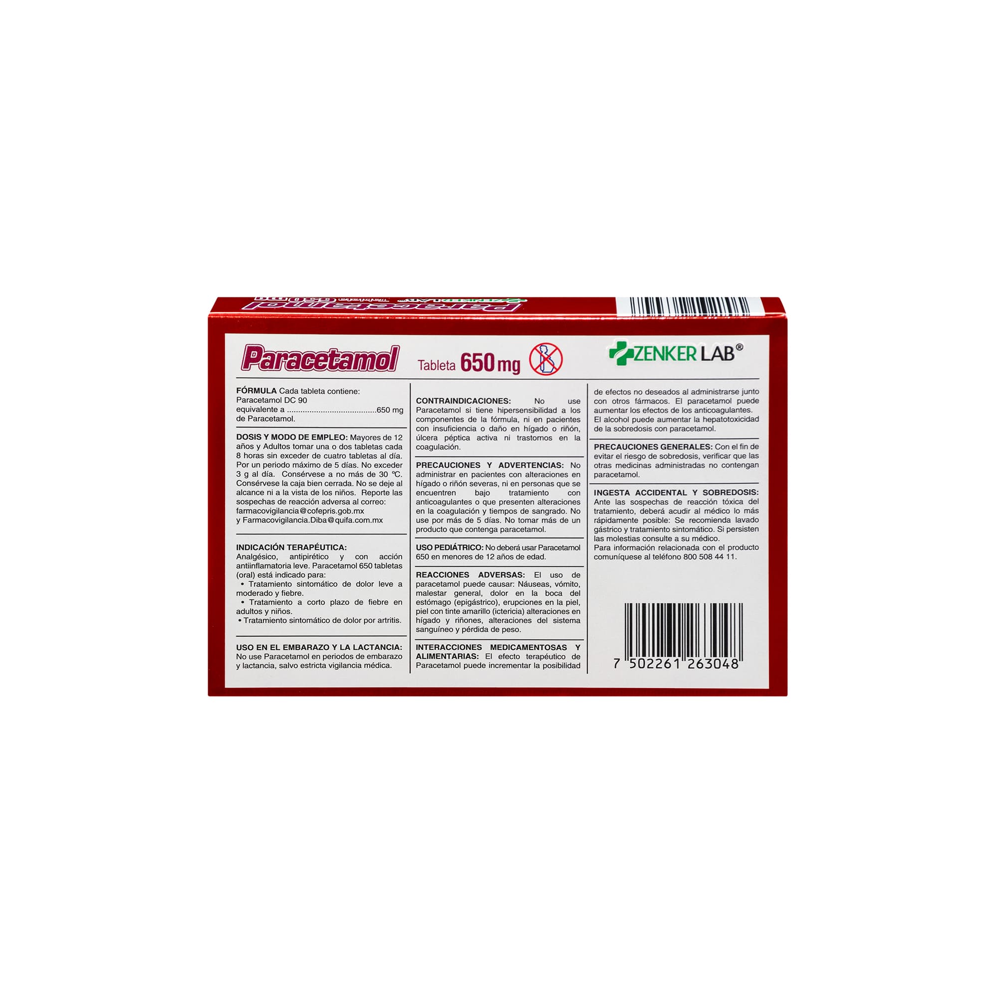 Analgésico Paracetamol 650 mg Zenker Lab - Image 4