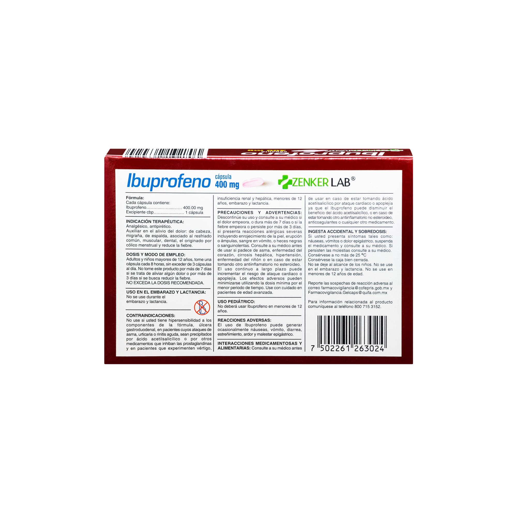 Analgésico Ibuprofeno 400mg 10C Zenker Lab - Image 4