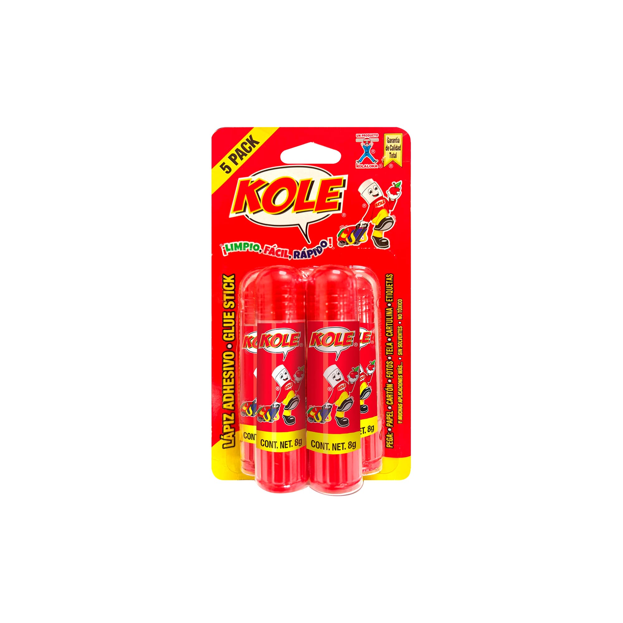 Lápiz adhesivo y pegamento blanco 8g 2 pzas Kole
